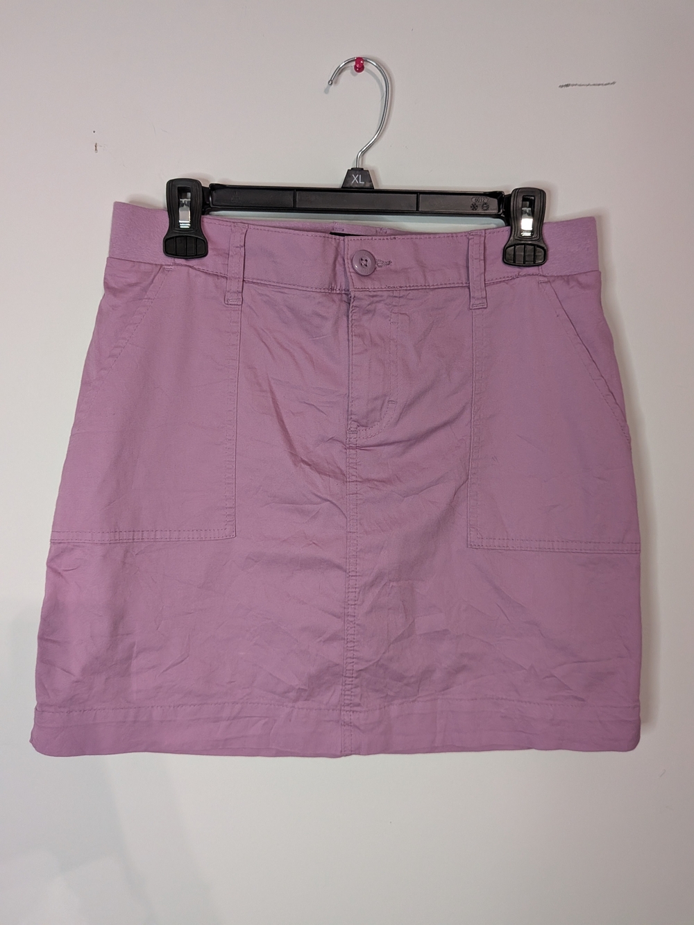 Lee Lilac Cotton Mini Skirt with Front Patch Pockets